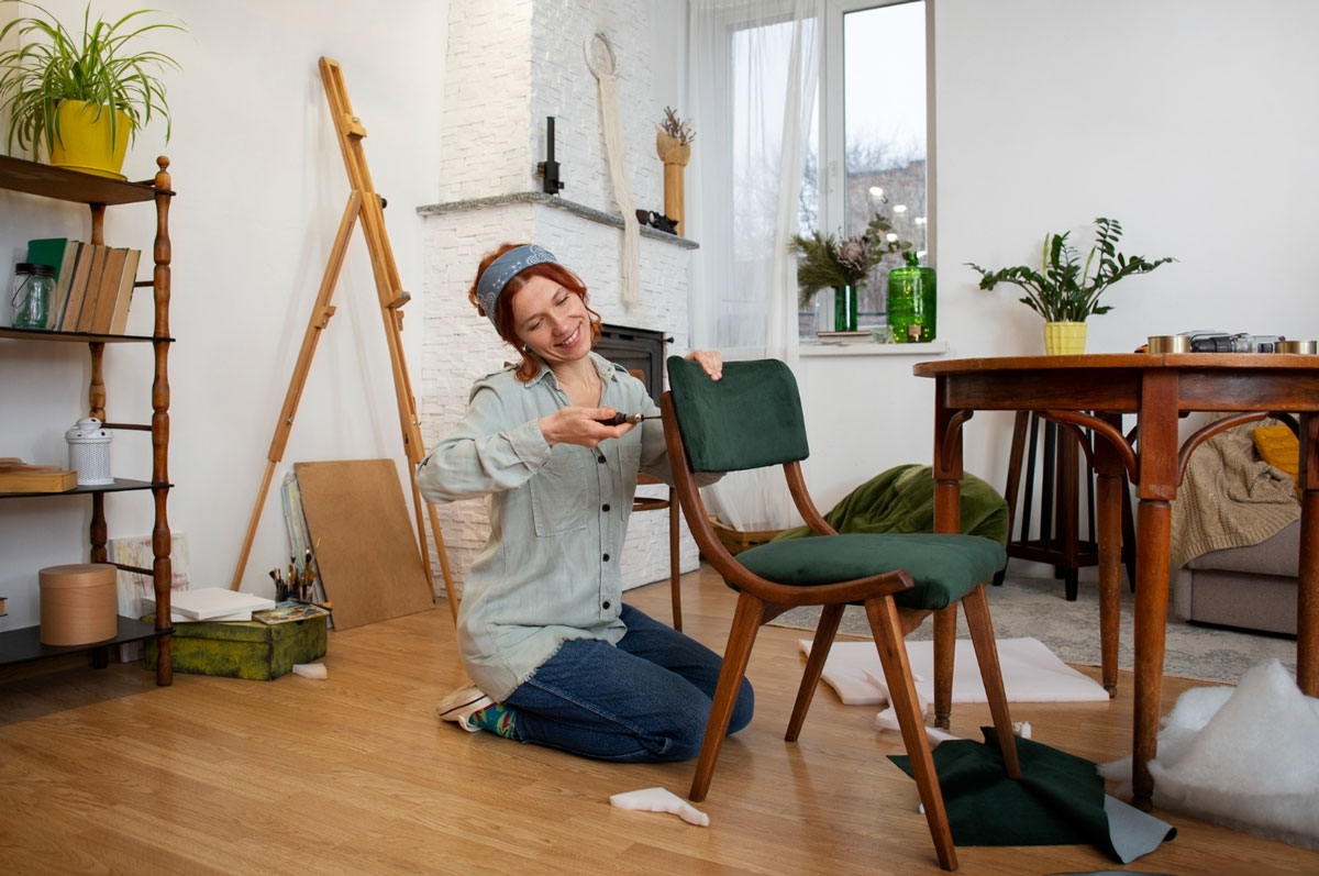 Egy régi komód újrafestése vagy egy karosszék friss kárpitozása lehetőséget teremt arra, hogy egy régi elem ismét méltó helyet találjon a térben.