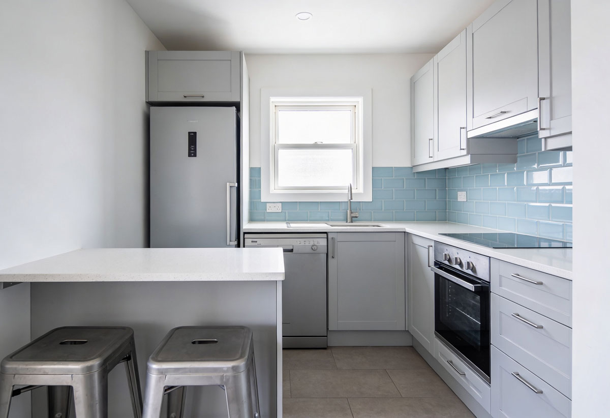 A régi gombok helyére kerülő új fogantyúk jelzik, hogy a helyiség új korszakba lépett. Ugyanez a helyzet a kilincsekkel is.